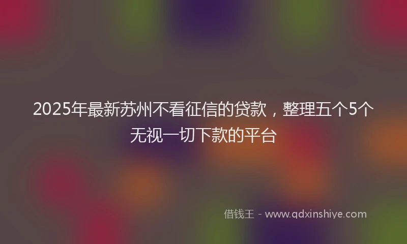 2025年最新苏州不看征信的贷款，整理五个5个无视一切下款的平台