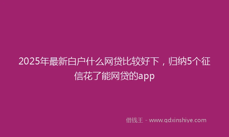 2025年最新白户什么网贷比较好下，归纳5个征信花了能网贷的app