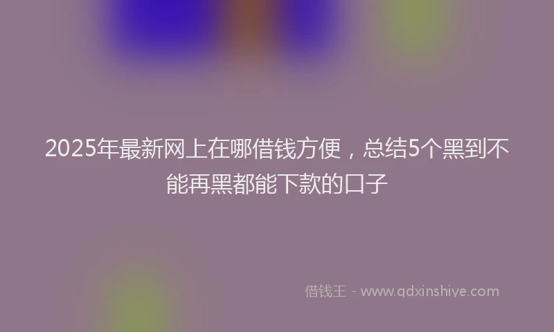2025年最新网上在哪借钱方便，总结5个黑到不能再黑都能下款的口子