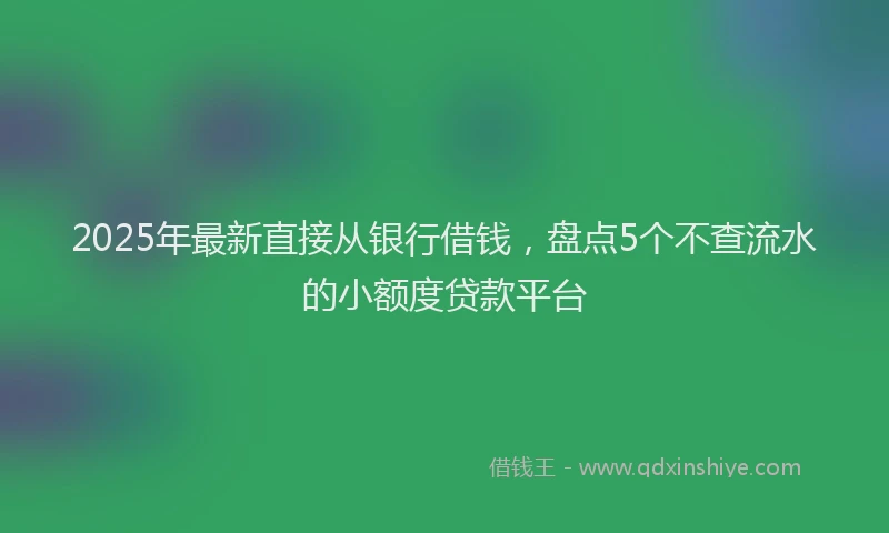 2025年最新直接从银行借钱，盘点5个不查流水的小额度贷款平台