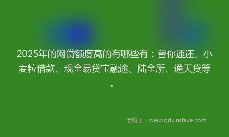 2025年的网贷额度高的有哪些有：替你速还、小麦粒借款、现金易贷宝融途、陆金所、通天贷等。