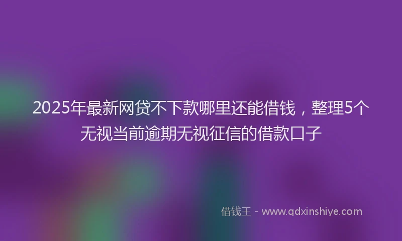 2025年最新网贷不下款哪里还能借钱，整理5个无视当前逾期无视征信的借款口子