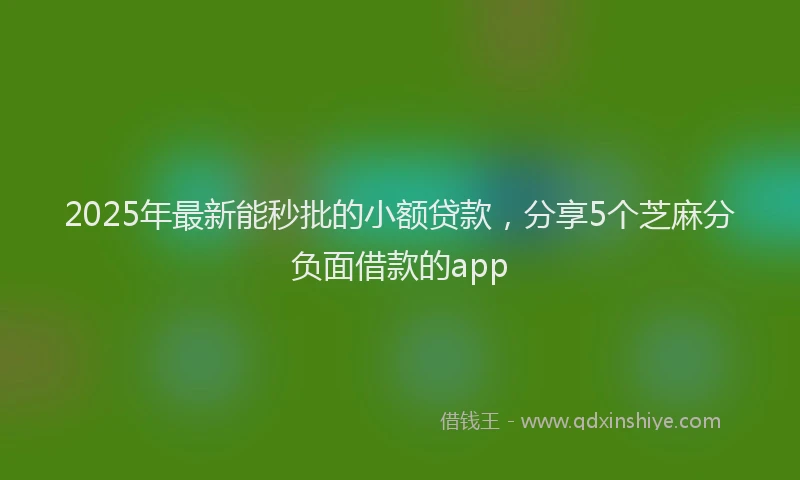 2025年最新能秒批的小额贷款，分享5个芝麻分负面借款的app