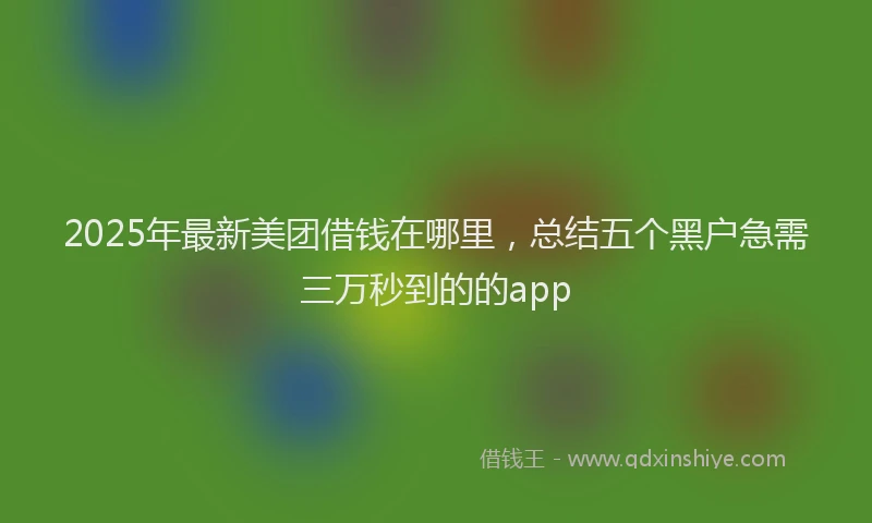 2025年最新美团借钱在哪里，总结五个黑户急需三万秒到的的app