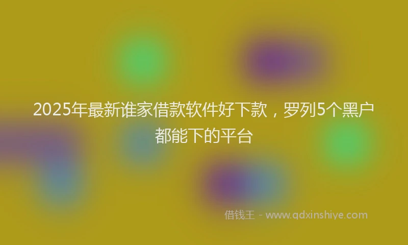 2025年最新谁家借款软件好下款，罗列5个黑户都能下的平台