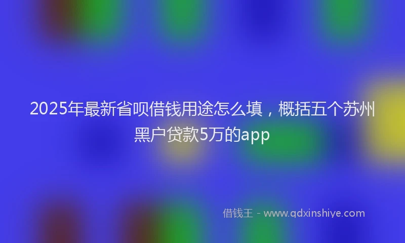 2025年最新省呗借钱用途怎么填，概括五个苏州黑户贷款5万的app