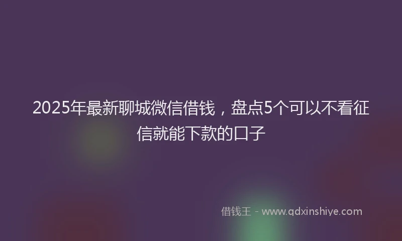 2025年最新聊城微信借钱，盘点5个可以不看征信就能下款的口子