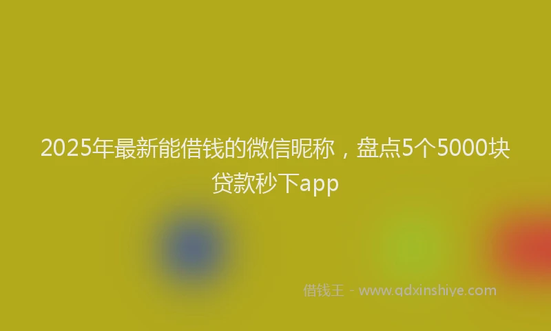 2025年最新能借钱的微信昵称，盘点5个5000块贷款秒下app