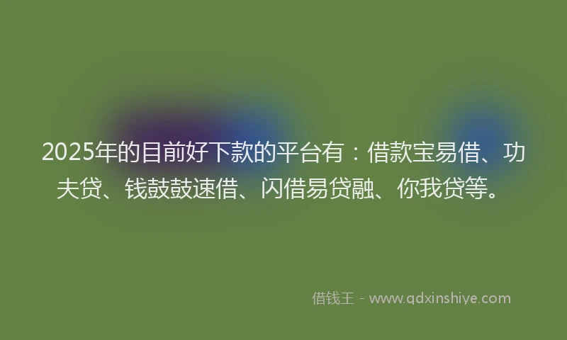 2025年的目前好下款的平台有：借款宝易借、功夫贷、钱鼓鼓速借、闪借易贷融、你我贷等。