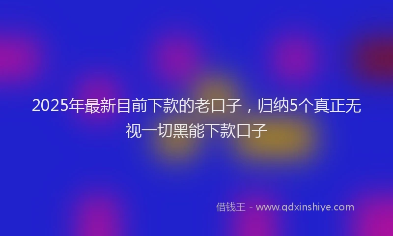2025年最新目前下款的老口子，归纳5个真正无视一切黑能下款口子