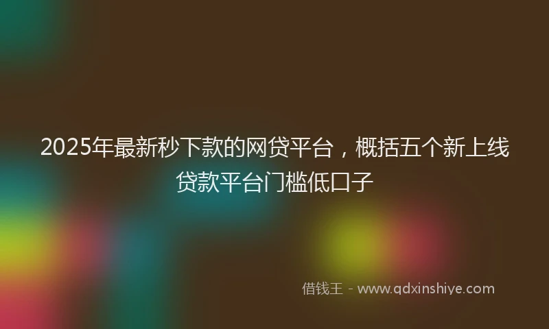 2025年最新秒下款的网贷平台，概括五个新上线贷款平台门槛低口子