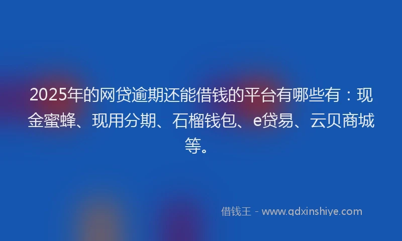 2025年的网贷逾期还能借钱的平台有哪些有：现金蜜蜂、现用分期、石榴钱包、e贷易、云贝商城等。