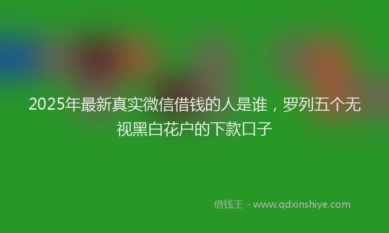 2025年最新真实微信借钱的人是谁，罗列五个无视黑白花户的下款口子