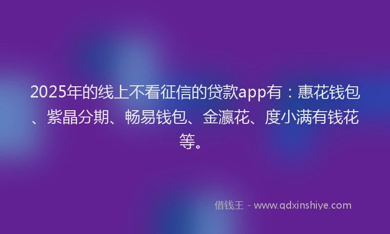 2025年的线上不看征信的贷款app有：惠花钱包、紫晶分期、畅易钱包、金瀛花、度小满有钱花等。