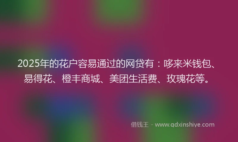 2025年的花户容易通过的网贷有：哆来米钱包、易得花、橙丰商城、美团生活费、玫瑰花等。