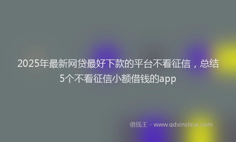 2025年最新网贷最好下款的平台不看征信，总结5个不看征信小额借钱的app