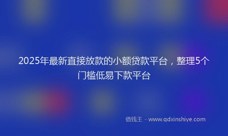 2025年最新直接放款的小额贷款平台，整理5个门槛低易下款平台