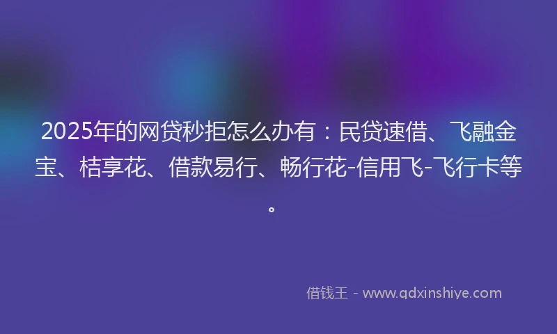 2025年的网贷秒拒怎么办有：民贷速借、飞融金宝、桔享花、借款易行、畅行花-信用飞-飞行卡等。