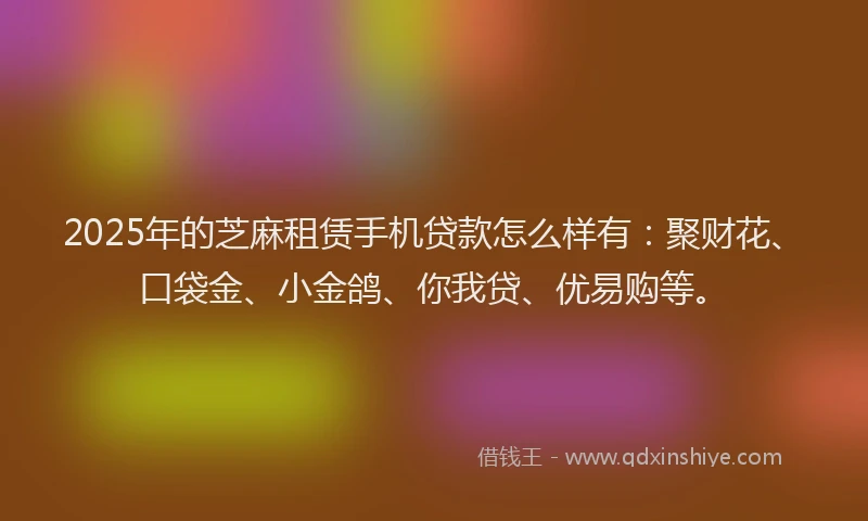 2025年的芝麻租赁手机贷款怎么样有：聚财花、口袋金、小金鸽、你我贷、优易购等。
