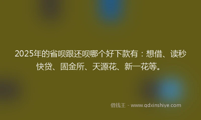 2025年的省呗跟还呗哪个好下款有：想借、读秒快贷、固金所、天源花、新一花等。