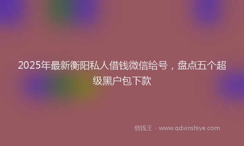 2025年最新衡阳私人借钱微信给号，盘点五个超级黑户包下款