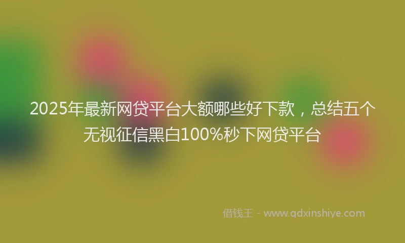 2025年最新网贷平台大额哪些好下款，总结五个无视征信黑白100%秒下网贷平台