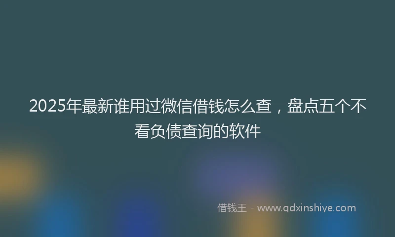 2025年最新谁用过微信借钱怎么查，盘点五个不看负债查询的软件