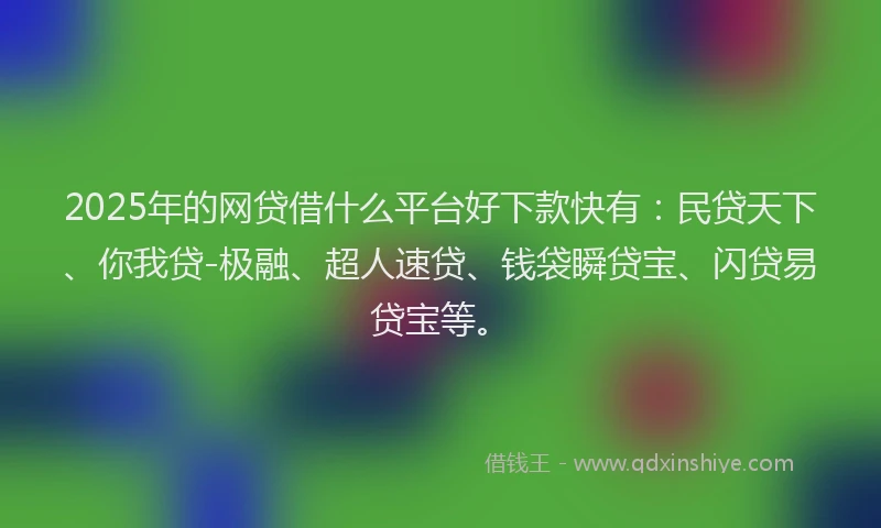2025年的网贷借什么平台好下款快有：民贷天下、你我贷-极融、超人速贷、钱袋瞬贷宝、闪贷易贷宝等。