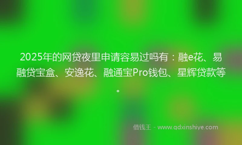 2025年的网贷夜里申请容易过吗有：融e花、易融贷宝盒、安逸花、融通宝Pro钱包、星辉贷款等。