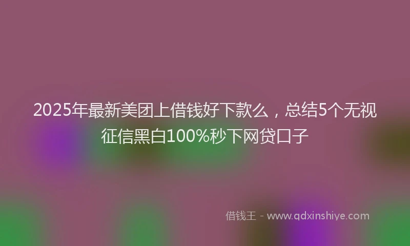 2025年最新美团上借钱好下款么，总结5个无视征信黑白100%秒下网贷口子