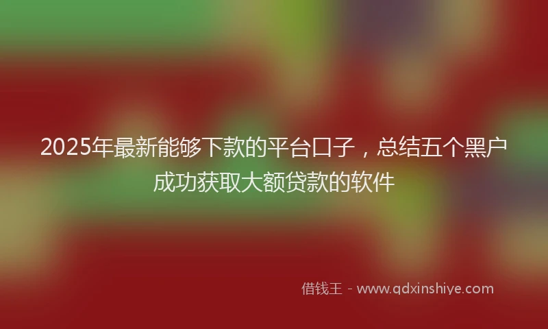 2025年最新能够下款的平台口子，总结五个黑户成功获取大额贷款的软件