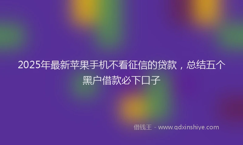 2025年最新苹果手机不看征信的贷款，总结五个黑户借款必下口子