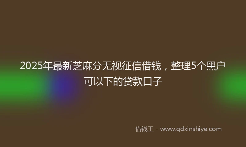 2025年最新芝麻分无视征信借钱，整理5个黑户可以下的贷款口子
