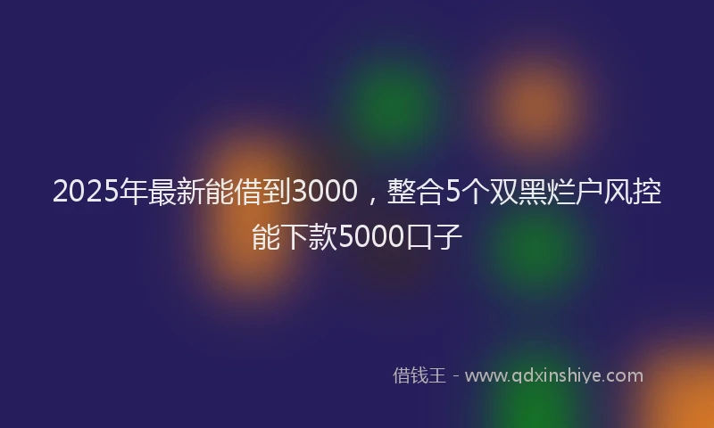 2025年最新能借到3000，整合5个双黑烂户风控能下款5000口子