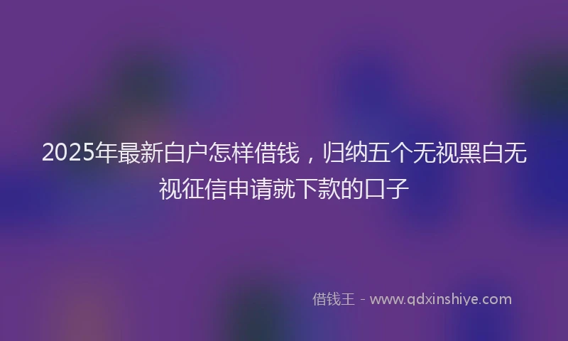 2025年最新白户怎样借钱，归纳五个无视黑白无视征信申请就下款的口子