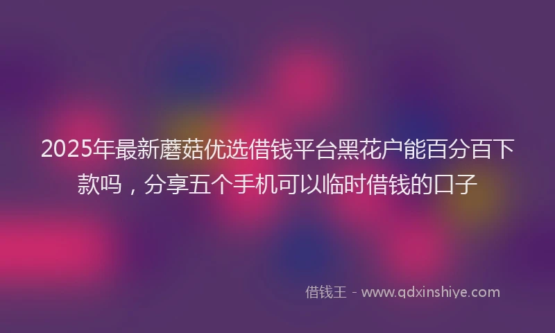 2025年最新蘑菇优选借钱平台黑花户能百分百下款吗，分享五个手机可以临时借钱的口子