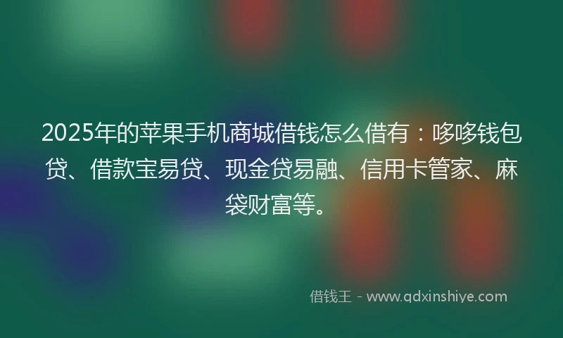 2025年的苹果手机商城借钱怎么借有：哆哆钱包贷、借款宝易贷、现金贷易融、信用卡管家、麻袋财富等。