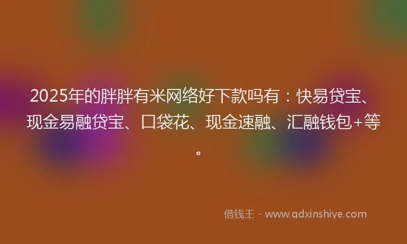2025年的胖胖有米网络好下款吗有：快易贷宝、现金易融贷宝、口袋花、现金速融、汇融钱包+等。