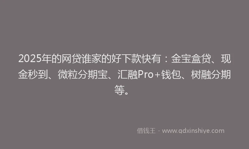 2025年的网贷谁家的好下款快有：金宝盒贷、现金秒到、微粒分期宝、汇融Pro+钱包、树融分期等。