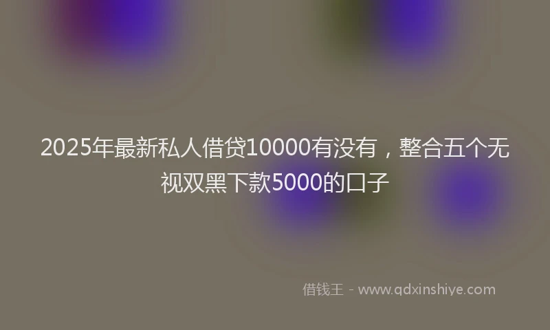 2025年最新私人借贷10000有没有，整合五个无视双黑下款5000的口子