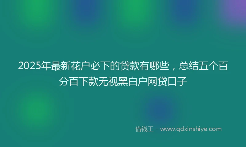 2025年最新花户必下的贷款有哪些，总结五个百分百下款无视黑白户网贷口子