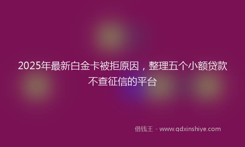 2025年最新白金卡被拒原因，整理五个小额贷款不查征信的平台