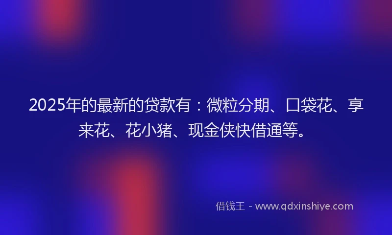 2025年的最新的贷款有：微粒分期、口袋花、享来花、花小猪、现金侠快借通等。