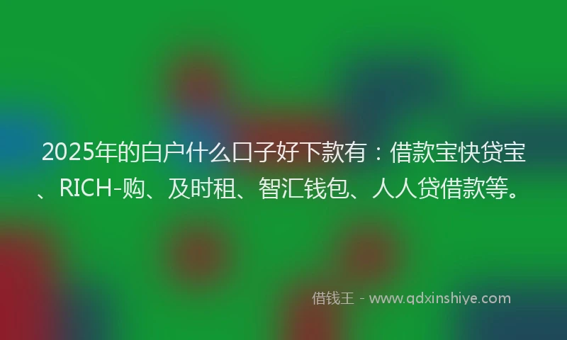 2025年的白户什么口子好下款有：借款宝快贷宝、RICH-购、及时租、智汇钱包、人人贷借款等。
