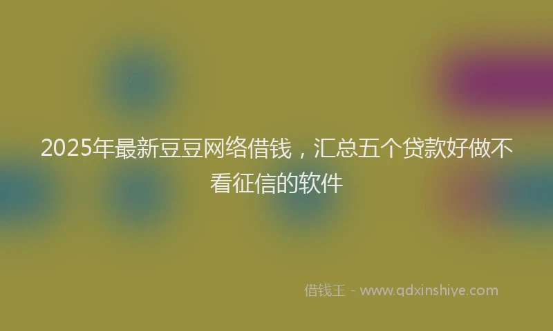 2025年最新豆豆网络借钱，汇总五个贷款好做不看征信的软件