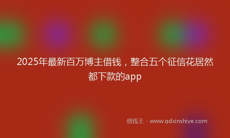 2025年最新百万博主借钱，整合五个征信花居然都下款的app