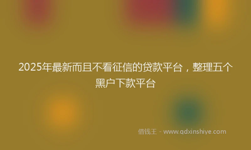 2025年最新而且不看征信的贷款平台，整理五个黑户下款平台