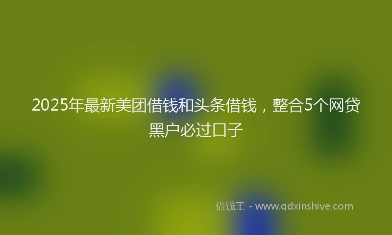 2025年最新美团借钱和头条借钱，整合5个网贷黑户必过口子
