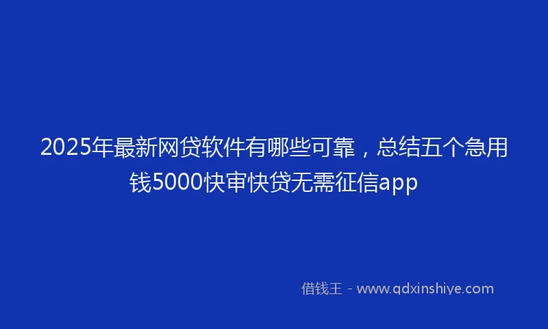 2025年最新网贷软件有哪些可靠，总结五个急用钱5000快审快贷无需征信app