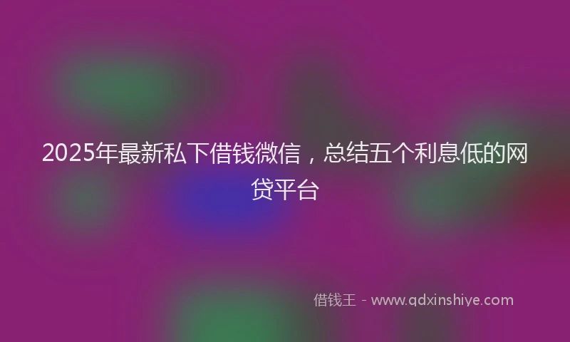 2025年最新私下借钱微信，总结五个利息低的网贷平台
